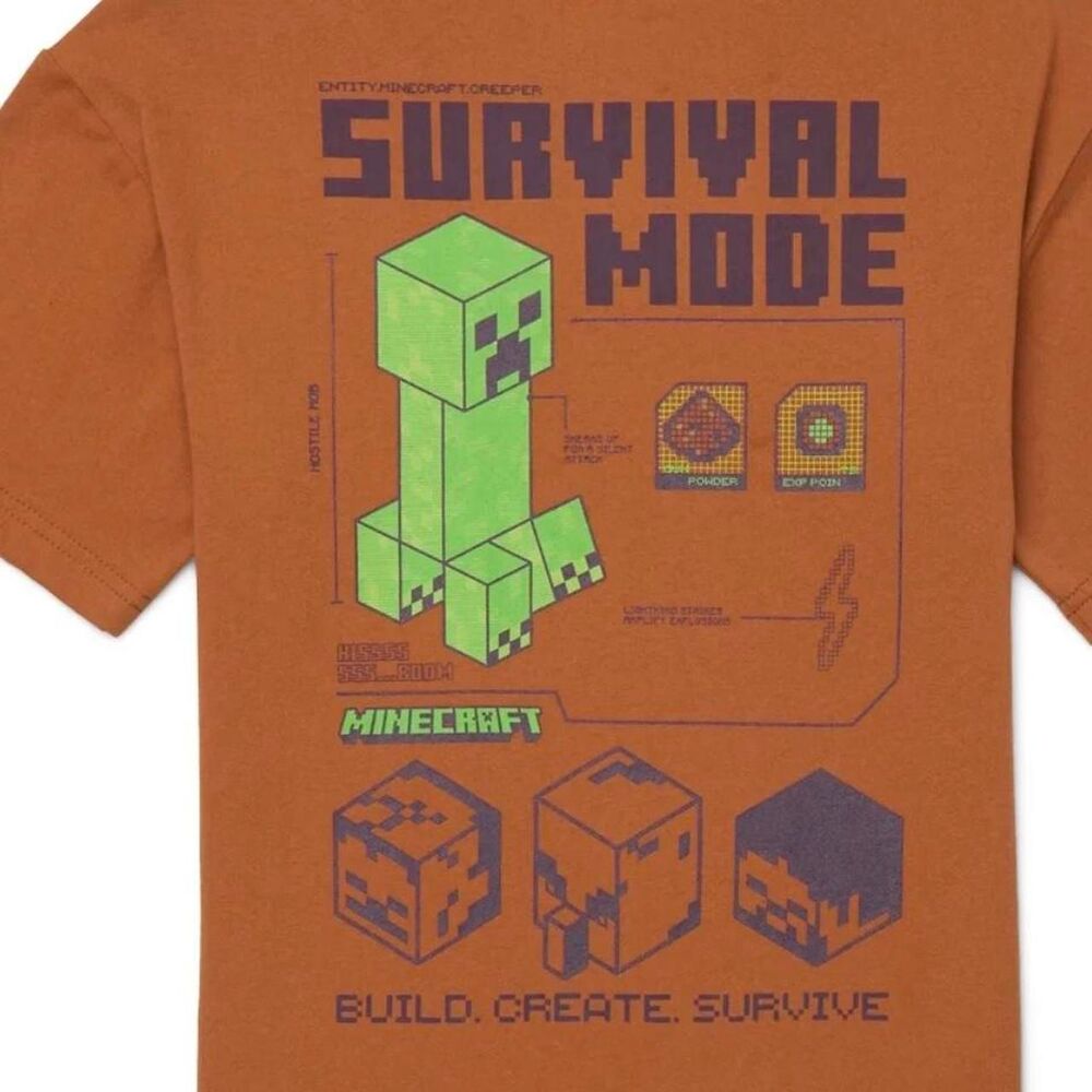 Minecraft Men's Orange and Brown T-shirt
